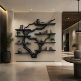 Sylvaris Handcrafted Solid Wood Floating Tree Bookshelf Black - Timberustic Floating Tree Bookshelf