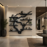 Sylvaris Handcrafted Solid Wood Floating Tree Bookshelf Black - Timberustic Floating Tree Bookshelf