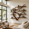Sylvaris Handcrafted Solid Wood Floating Tree Bookshelf Brown - Timberustic Floating Tree Bookshelf