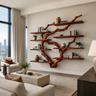 Sylvaris Handcrafted Solid Wood Floating Tree Bookshelf Mahogany - Timberustic Floating Tree Bookshelf
