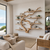 Sylvaris Handcrafted Solid Wood Floating Tree Bookshelf Natural Oak - Timberustic Floating Tree Bookshelf