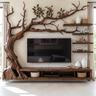 Sylvaris Handcrafted Solid Wood Tree TV Console Brown - Timberustic TV Console with Tree Shelf