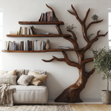 Sylvenoak Live Edge Solid Wood Tree Bookshelf Dark Walnut - Timberustic Tree Bookshelf