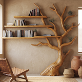Sylvenoak Live Edge Solid Wood Tree Bookshelf Teak - Timberustic Tree Bookshelf