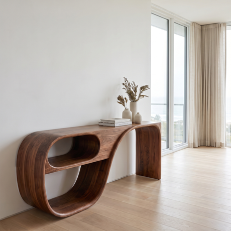Sylvera Sculpted Solid Wood Console Table Brown - Timberustic Console Table