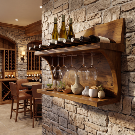Thaloren Live Edge Handcrafted Floating Wine Shelf SPA215415 Brown - Timberustic Floating Wine Shelf