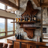 Thalorin Live Edge Solid Wood Floating Wine Shelf SPA927589 Dark Walnut - Timberustic Floating Wine Shelf