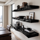 Thalven Live Edge Solid Wood Floating Shelf SPA835873 Black - Timberustic Floating Shelf