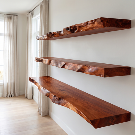 Thalven Live Edge Solid Wood Floating Shelf SPA835873 Mahogany - Timberustic Floating Shelf