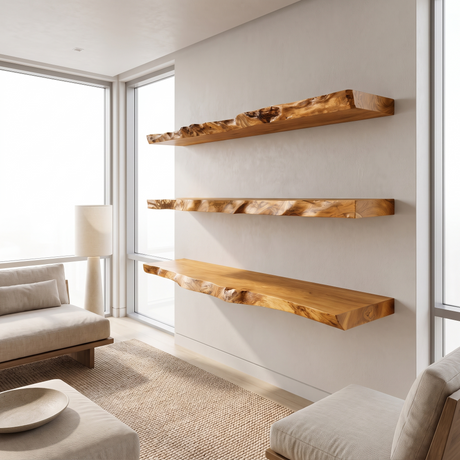 Thalven Live Edge Solid Wood Floating Shelf SPA835873 Teak - Timberustic Floating Shelf