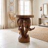 Thalviro Sculpted Solid Wood Pedestal Stand Brown - Timberustic Pedestal Stand