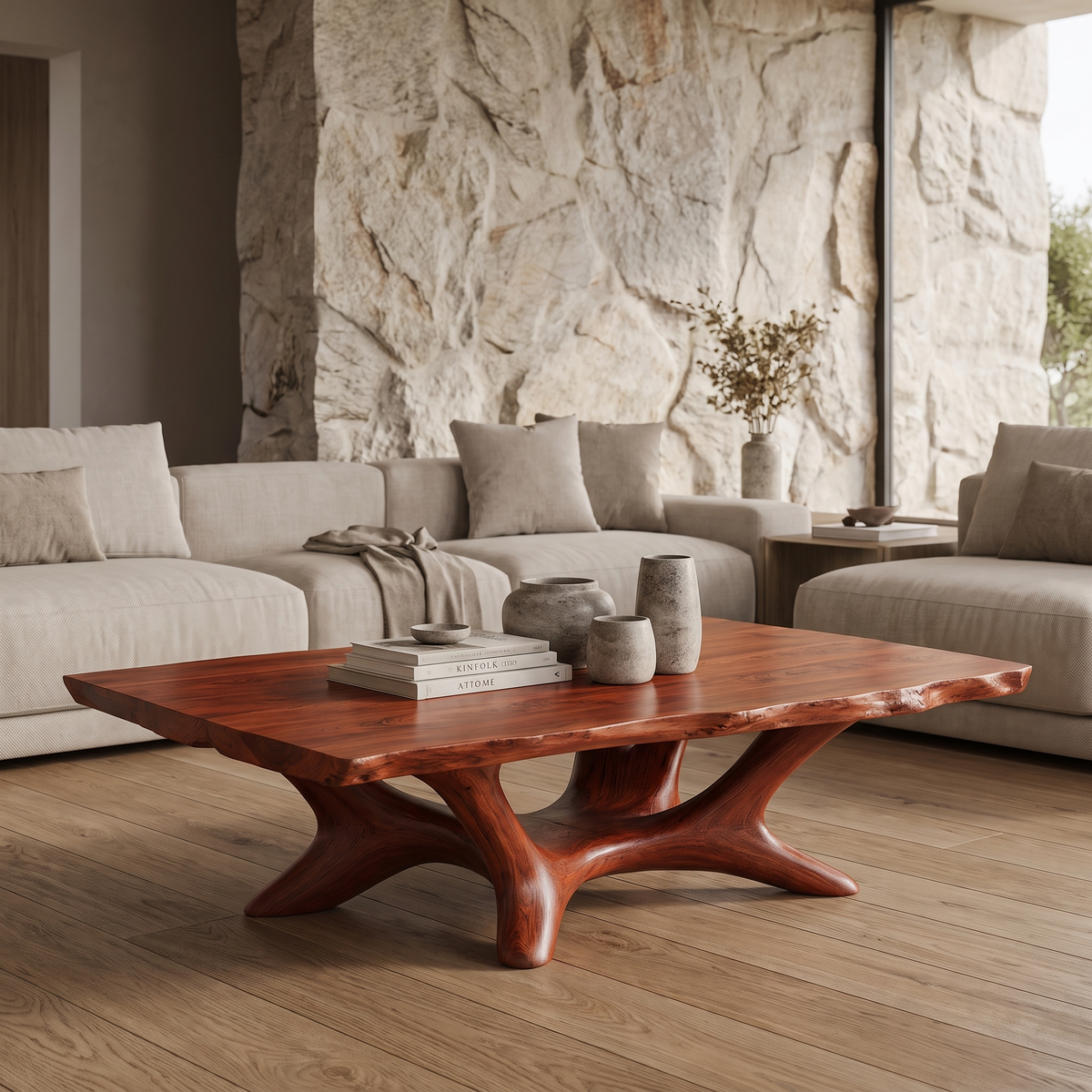 Thervane Handcrafted Solid Wood Coffee Table Mahogany - Timberustic Coffee Table