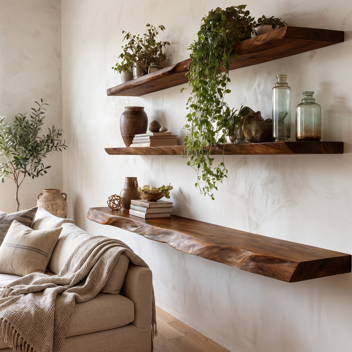 Theryn Live Edge Solid Wood Floating Shelf SPA401456 Brown - Timberustic Floating Shelf