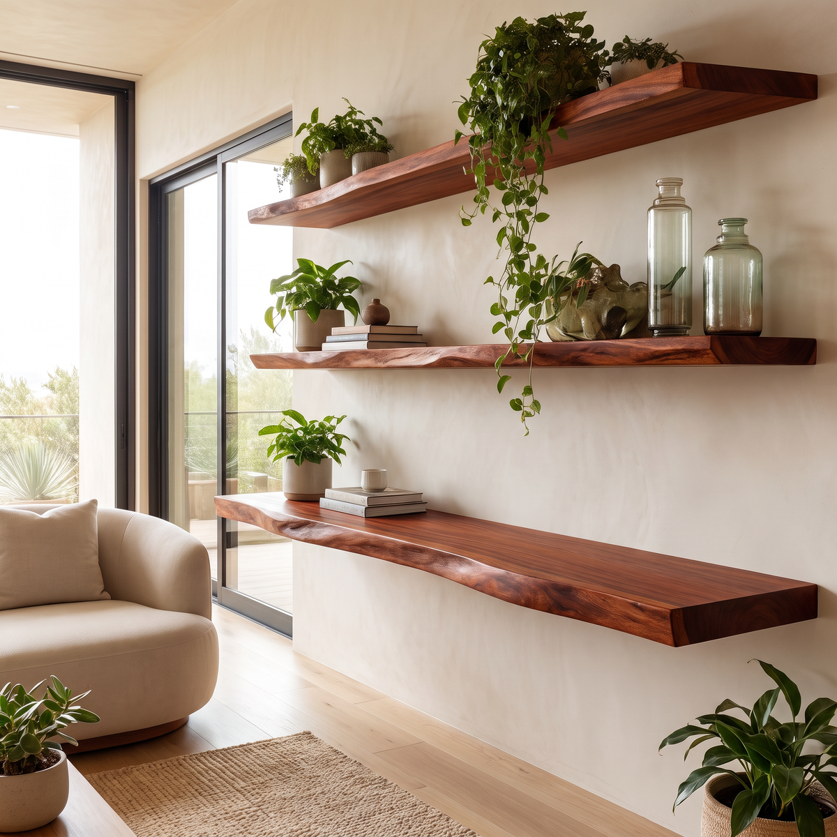Theryn Live Edge Solid Wood Floating Shelf SPA401456 Mahogany - Timberustic Floating Shelf
