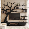Thornhaven Handcrafted Solid Wood Tree TV Console Black - Timberustic TV Console with Tree Shelf