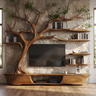 Thornhaven Handcrafted Solid Wood Tree TV Console Brown - Timberustic TV Console with Tree Shelf