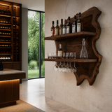 Thornhaven Live Edge Solid Wood Floating Wine Shelf SPA415103 - Timberustic Floating Wine Shelf