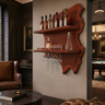 Thornhaven Live Edge Solid Wood Floating Wine Shelf SPA415103 Mahogany - Timberustic Floating Wine Shelf