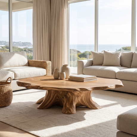 Thornridge Live Edge Solid Wood Coffee Table Natural Oak - Timberustic Coffee Table