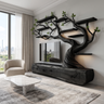 Thornvale Handcrafted Solid Wood Tree TV Console Black - Timberustic TV Console with Tree Shelf