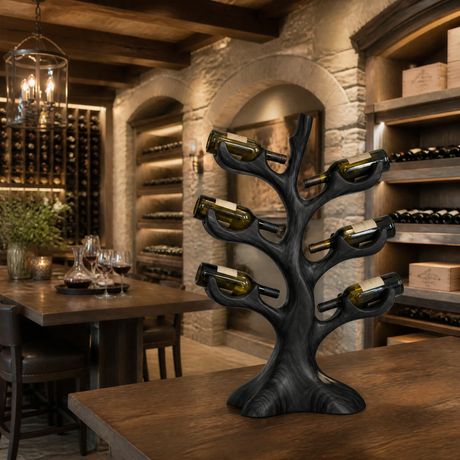 Thornvale Sculpted Solid Wood Wine Rack Black - Timberustic Wine Rack