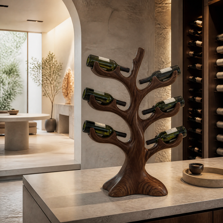 Thornvale Sculpted Solid Wood Wine Rack Dark Walnut - Timberustic Wine Rack