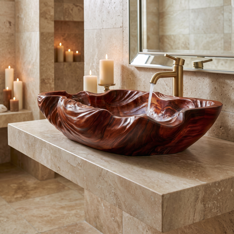 Tidecarve Handcrafted Solid Wood Vessel Sink Mahogany - Timberustic Vessel Sinks