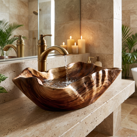 Tidegrove Handcrafted Solid Wood Vessel Sink Brown - Timberustic Vessel Sinks