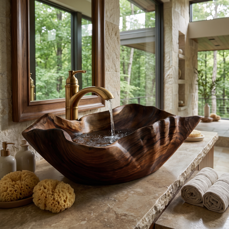Tidegrove Handcrafted Solid Wood Vessel Sink Dark Walnut - Timberustic Vessel Sinks