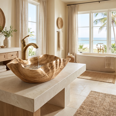 Tidegrove Handcrafted Solid Wood Vessel Sink Natural Oak - Timberustic Vessel Sinks