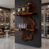 Torvane Live Edge Solid Wood Floating Wine Shelf SPA925725 Dark Walnut - Timberustic Floating Wine Shelf