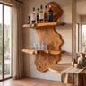 Torvane Live Edge Solid Wood Floating Wine Shelf SPA925725 Teak - Timberustic Floating Wine Shelf