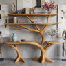 Trevaryn Sculpted Solid Wood Console Table with Shelves Teak - Timberustic Console Table with Shelves