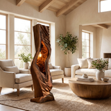 Vaelorin Sculpted Solid Wood Floor Lamp Brown - Timberustic Floor Lamp