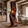 Vaelorin Sculpted Solid Wood Floor Lamp Dark Walnut - Timberustic Floor Lamp