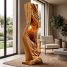 Vaelorin Sculpted Solid Wood Floor Lamp Teak - Timberustic Floor Lamp