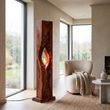 Vaelric Sculpted Solid Wood Floor Lamp Mahogany - Timberustic Floor Lamp