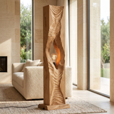 Vaelric Sculpted Solid Wood Floor Lamp Natural Oak - Timberustic Floor Lamp