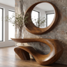 Vaelrith Sculpted Solid Wood Console Table — Brown