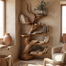 Vaelrune Sculpted Solid Wood Tree Bookshelf Brown - Timberustic Tree Bookshelf