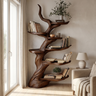 Vaelrune Sculpted Solid Wood Tree Bookshelf Dark Walnut - Timberustic Tree Bookshelf
