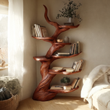 Vaelrune Sculpted Solid Wood Tree Bookshelf Mahogany - Timberustic Tree Bookshelf