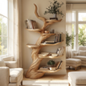 Vaelrune Sculpted Solid Wood Tree Bookshelf Natural Oak - Timberustic Tree Bookshelf