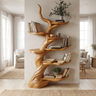 Vaelrune Sculpted Solid Wood Tree Bookshelf Teak - Timberustic Tree Bookshelf