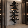Valdoren Live Edge Solid Wood Floating Wine Shelf SPA395735 Black - Timberustic Floating Wine Shelf