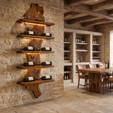 Valdoren Live Edge Solid Wood Floating Wine Shelf SPA395735 Brown - Timberustic Floating Wine Shelf