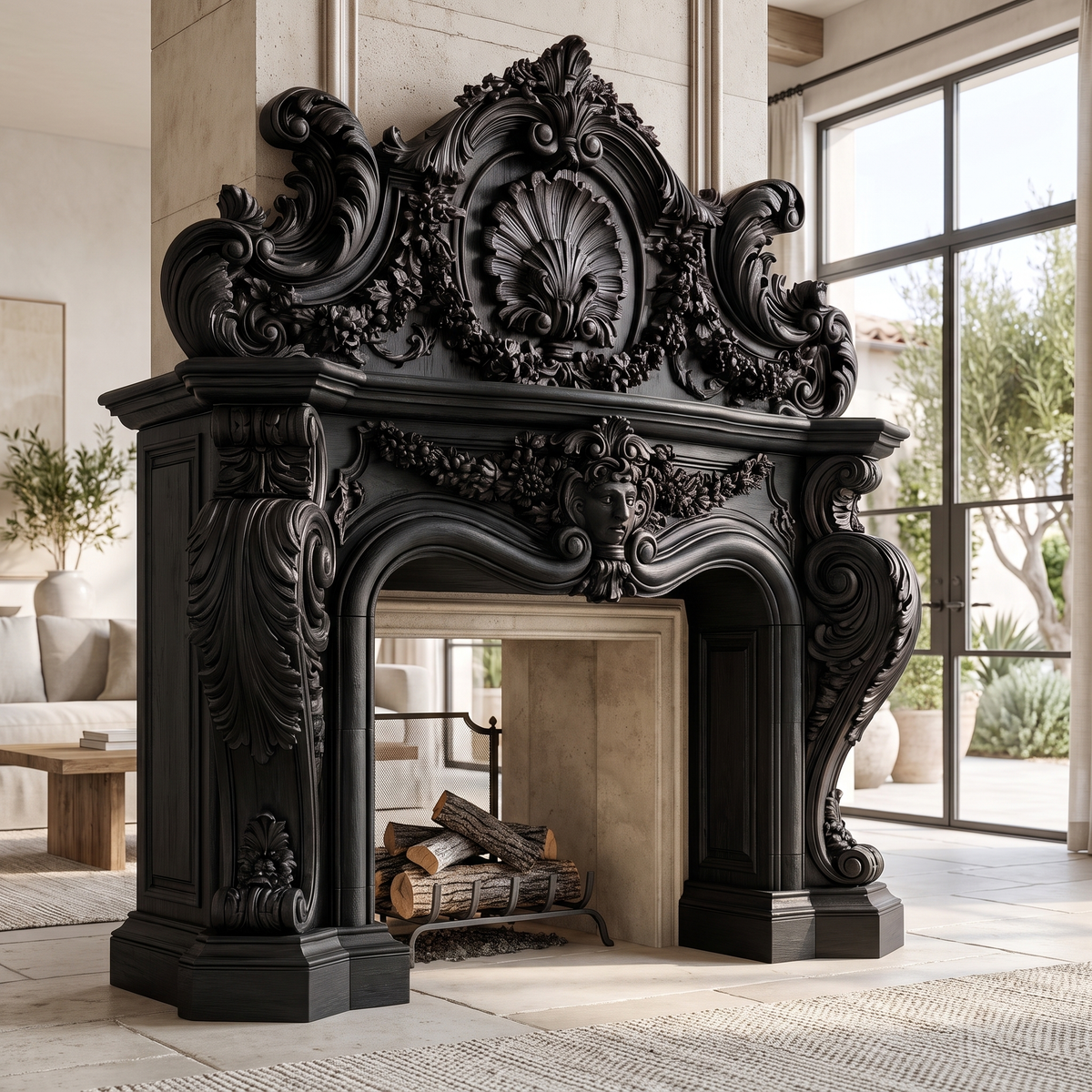 Valdorien Handcrafted Fireplace Mantel Surround Black - Timberustic Fireplace Mantel Surround
