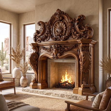 Valdorien Handcrafted Fireplace Mantel Surround Brown - Timberustic Fireplace Mantel Surround