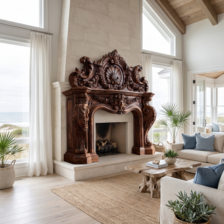Valdorien Handcrafted Fireplace Mantel Surround Dark Walnut - Timberustic Fireplace Mantel Surround