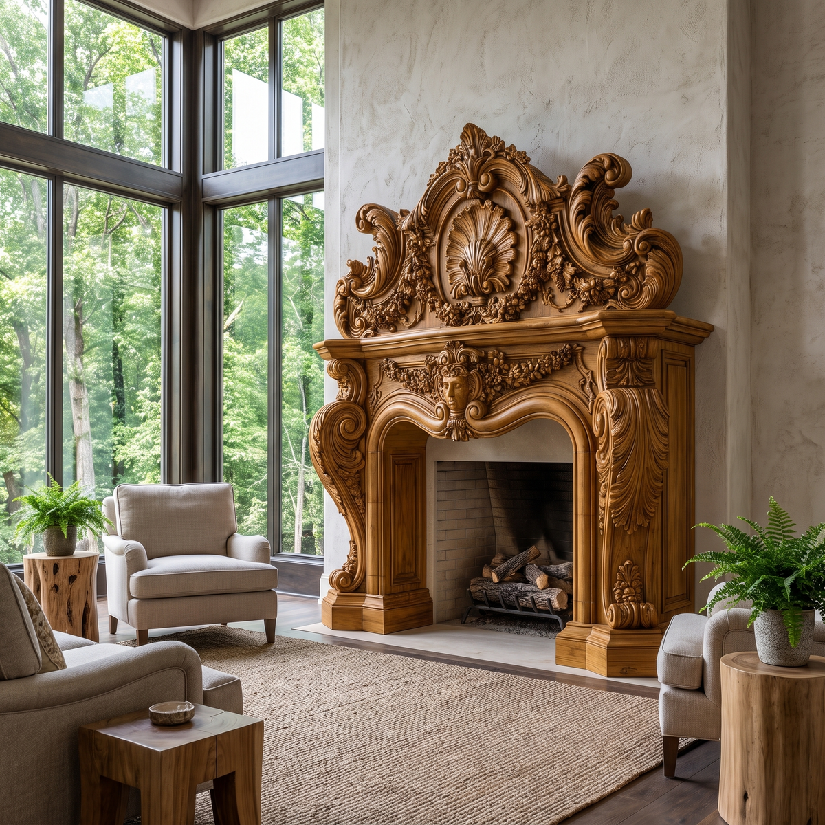 Valdorien Handcrafted Fireplace Mantel Surround Teak - Timberustic Fireplace Mantel Surround